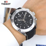 Tissot PR 100 Sport Quartz Chronograph Black Dial Black Leather Strap Watch For Men - T101.617.16.051.00 Authentic Buy Shop Now