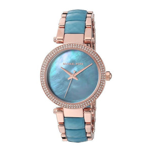 Michael Kors Parker Blue Mother of Pearl Dial Two Tone Steel Strap Watch for Women - MK6491 Authentic Buy Shop Now