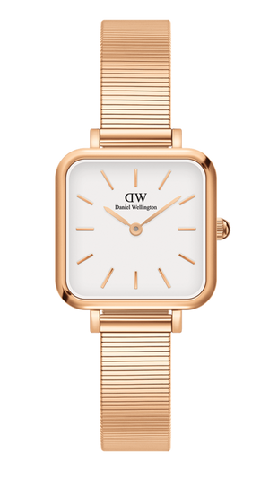 Daniel Wellington Quadro Studio White Dial Rose Gold Mesh Strap Watch For Women - DW00100517 Authentic Buy Shop Now