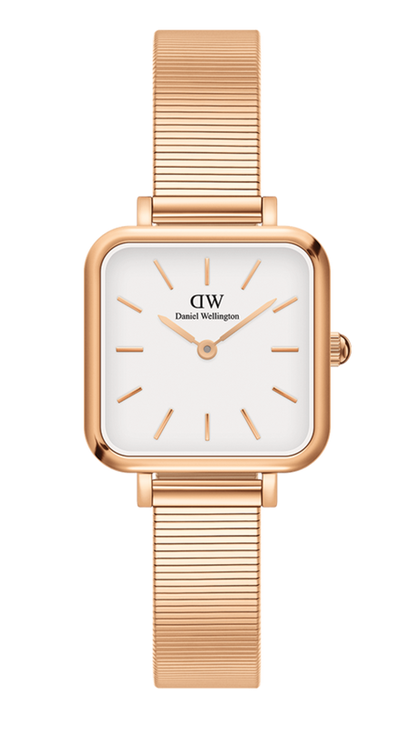 Daniel Wellington Quadro Studio White Dial Rose Gold Mesh Strap Watch For Women - DW00100517 Authentic Buy Shop Now