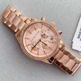 Michael Kors Ritz Chronograph Rose Gold Dial Rose Gold Steel Strap Watch for Women - MK6357 Authentic Buy Shop Now