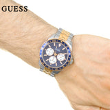 Guess Odyssey Blue Dial Two Tone Steel Strap Watch For Men - W1107G3 Authentic Buy Shop Now