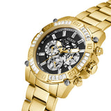 Guess Trophy Diamonds Black Dial Gold Steel Strap Watch for Men - GW0390G2 Authentic Buy Shop Now