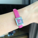 Gucci G-Frame Square Fuchsia Mother of Pearl Dial Fuchsia Leather Strap Watch For Women - YA128533 Authentic Buy Shop Now
