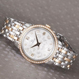 Omega De Ville Prestige Quartz Diamonds Silver Dial Two Tone Steel Strap Watch for Women - 424.25.27.60.52.001 Authentic Buy Shop Now