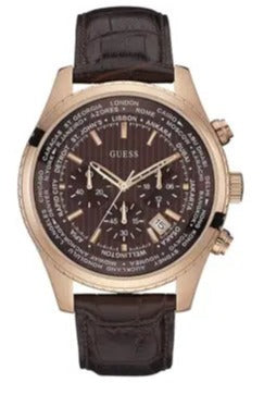 Guess Pursuit Chronograph Brown Dial Brown Leather Strap Watch for Men - W0500G3 Authentic Buy Shop Now