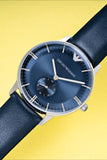 Emporio Armani Analog Quartz Blue Dial Blue Leather Strap Watch For Men - AR1647 Authentic Buy Shop Now
