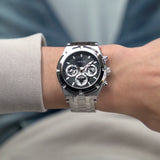 Guess Continental Black Dial Silver Steel Strap Watch for Men - GW0260G1 Authentic Buy Shop Now