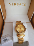 Versace V-Motif Gold Dial Gold Steel Strap Watch for Women - VERE00618 Authentic Buy Shop Now