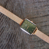 Daniel Wellington Pressed Melrose Emerald Green Rose Gold Mesh Strap Watch For Women - DW00100445 Authentic Buy Shop Now