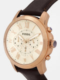 Fossil Grant Chronograph White Dial Brown Leather Strap Watch for Men - FS4991 Authentic Buy Shop Now