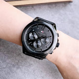 Tommy Hilfiger Lars Chronograph Black Dial Black Leather Strap Watch For Men - 1792062 Authentic Buy Shop Now