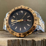 Versace Hellenyium Quartz Brown Dial Two Tone Steel Strap Watch For Men - V11040015 Authentic Buy Shop Now