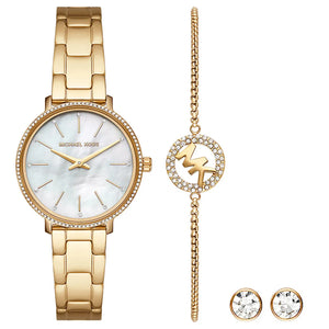 Michael Kors Quartz Mother of Pearl White Dial Gold Steel Strap Watch For Women - MK1065 Authentic Buy Shop Now