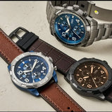 Fossil Bronson Chronograph Luggage Blue Dial Brown Leather Strap Watch for Men - FS5829 Authentic Buy Shop Now