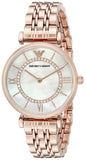 Emporio Armani Gianni T Bar Mother of Pearl Rose Gold Stainless Steel Strap Watch For Women - AR1909 Authentic Buy Shop Now