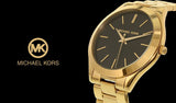 Michael Kors Runway Black Dial Gold Steel Strap Watch for Women - MK3478 Authentic Buy Shop Now