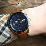 Fossil Grant Sport Chronograph Blue Dial Brown Leather Strap Watch for Men - FS5268 Authentic Buy Shop Now