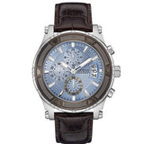 Guess Pinnacle Chronograph Quartz Blue Dial Brown Leather Strap Watch For Men - W0673G1 Authentic Buy Shop Now
