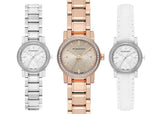 Burberry The City Diamonds Silver Dial White Leather Strap Watch for Women - BU9221 Authentic Buy Shop Now