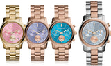Michael Kors Runway Chronograph Purple Dial Rose Gold Steel Strap Watch For Women - MK6163 Authentic Buy Shop Now