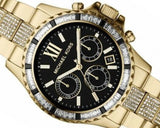 Michael Kors Everest Chronograph Black Dial Gold Steel Strap Watch For Women - MK5828 Authentic Buy Shop Now