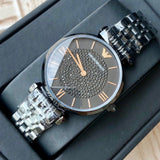 Emporio Armani Gianni T Bar All Black Diamond Dial Watch For Women - AR11245 Authentic Buy Shop Now
