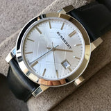 Burberry The City Silver Dial Black Leather Strap Watch for Women - BU9106 Authentic Buy Shop Now