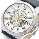 Fossil Grant Automatic Skeleton White Dial Black Leather Strap Watch for Men - ME3101 Authentic Buy Shop Now