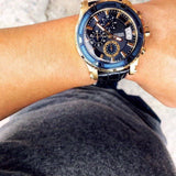 Guess Pinnacle Chronograph Quartz Blue Dial Blue Leather Strap Watch For Men - W0673G2 Authentic Buy Shop Now