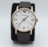 Emporio Armani Dress Quartz White Dial Brown Leather Strap Watch For Men - AR11011 Authentic Buy Shop Now