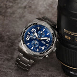 Fossil Bronson Chronograph Blue Dial Grey Steel Strap Watch for Men - FS5711 Authentic Buy Shop Now
