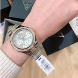 Guess Viva Diamonds Silver Dial Two Tone Steel Strap Watch for Women - W0111L5 Authentic Buy Shop Now