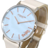 Coach Perry Blue Mother of Pearl Dial White Leather Strap Watch for Women - 14503270 Authentic Buy Shop Now