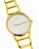Calvin Klein Stately Silver Dial Gold Steel Strap Watch for Women - K3G23526 Authentic Buy Shop Now