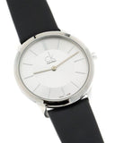 Calvin Klein Minimal Silver Dial Black Leather Strap Watch for Women - K3M221C6 Authentic Buy Shop Now