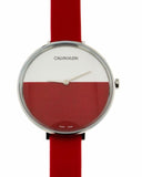 Calvin Klein Rise Yellow Red Dial Red Leather Strap Watch for Women - K7A231UP Authentic Buy Shop Now