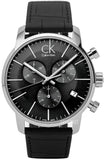Calvin Klein City Chronograph Black Dial Black Leather Strap Watch for Men - K2G271C3 Authentic Buy Shop Now
