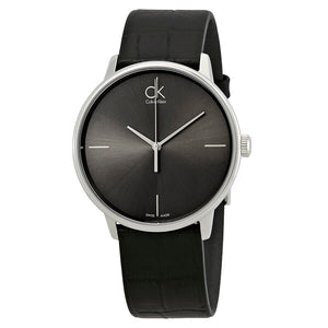 Calvin Klein Accent Black Dial Black Leather Strap Watch for Men - K2Y2X1C3 Authentic Buy Shop Now