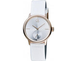 Calvin Klein Accent Silver Dial White Leather Strap Watch for Women - K2Y236K6 Authentic Buy Shop Now