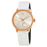 Calvin Klein Accent Silver Dial White Leather Strap Watch for Women - K2Y236K6 Authentic Buy Shop Now