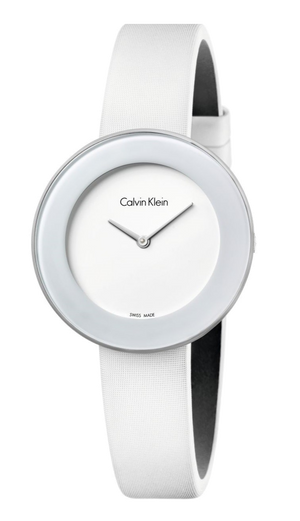Calvin Klein Chic White Dial White Leather Strap Watch for Women - K7N23TK2 Authentic Buy Shop Now