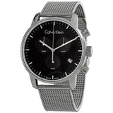 Calvin Klein City Chronograph Black Dial Silver Mesh Bracelet Watch for Men - K2G27121 Authentic Buy Shop Now