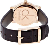Calvin Klein City White & Gold Dial Brown Leather Strap Watch For Women - K2G23620 Authentic Buy Shop Now