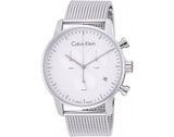 Calvin Klein City Chronograph White Dial Silver Mesh Bracelet Watch for Men - K2G27126 Authentic Buy Shop Now
