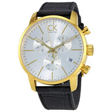 Calvin Klein City Chronograph Silver Dial Black Leather Strap Watch for Men - K2G275C6 Authentic Buy Shop Now