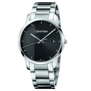 Calvin Klein City Chronograph Black Dial Silver Steel Strap Watch for Men - K2G2G14Y Authentic Buy Shop Now