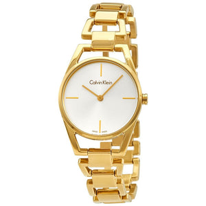 Calvin Klein Dainty White Dial Gold Steel Strap Watch for Women - K7L23546 Authentic Buy Shop Now