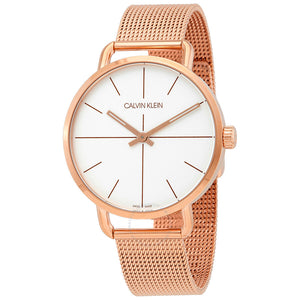 Calvin Klein Even White Dial Rose Gold Mesh Bracelet Watch for Women - K7B21626 Authentic Buy Shop Now