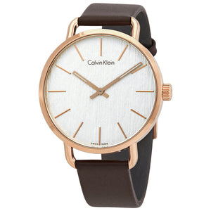 Calvin Klein Even Silver Dial Brown Leather Strap Watch for Men - K7B216G6 Authentic Buy Shop Now